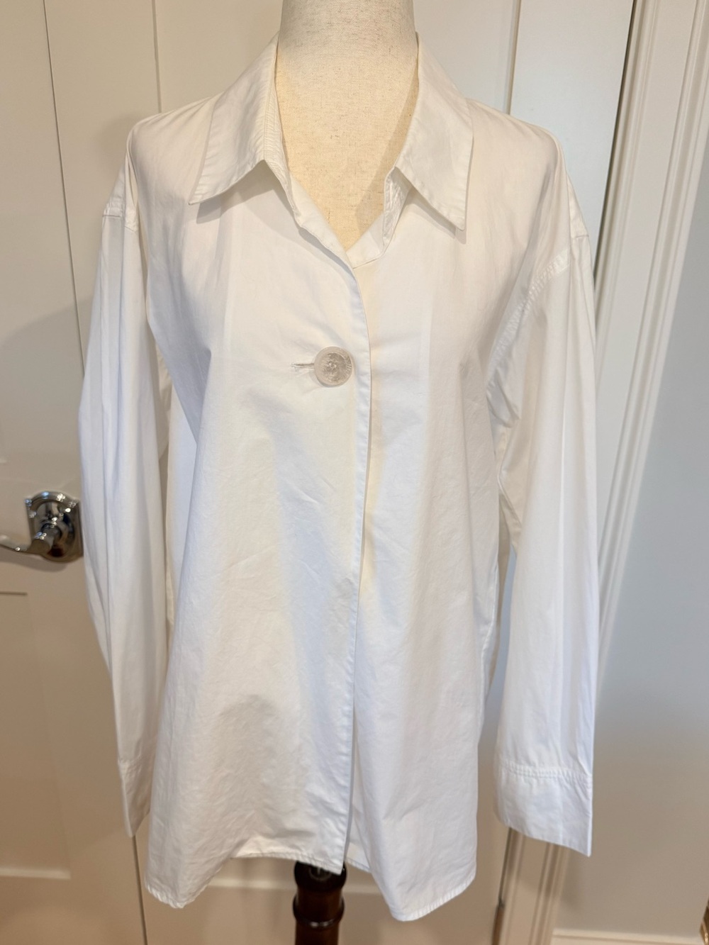 Sandro White Single-Button Button-Down Shirt